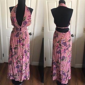 Halter floral flowy maxi dress
